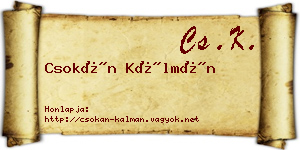 Csokán Kálmán névjegykártya